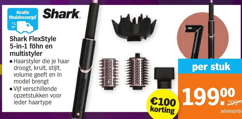 Shark FlexStyle 5-in-1 Föhn en Multistyler - Verbeterd 2025 Model - Inclusief Airstyler, Diffuser, Concentrator, Volume- en Stijlborstel Accessoires - Zilver/Goud - HD446SLEU