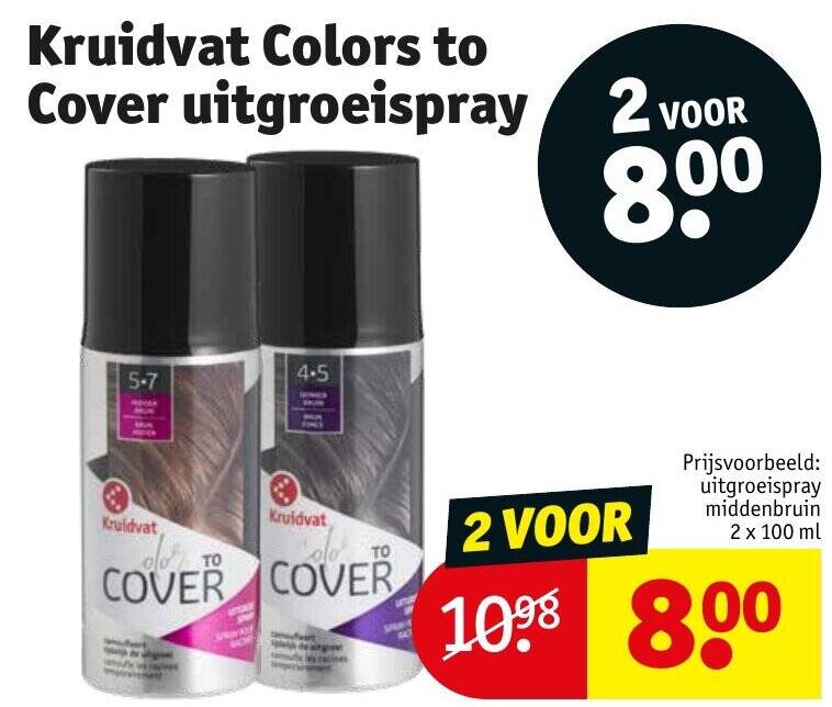 Kruidvat Colors to Cover uitgroeispray aanbieding bij Kruidvat
