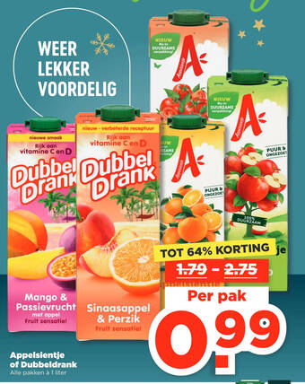 PLUS Appelsientje of dubbeldrank aanbieding
