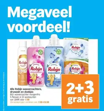 Albert Heijn Alle robijn wasverzachters, drywash en doekjes aanbieding