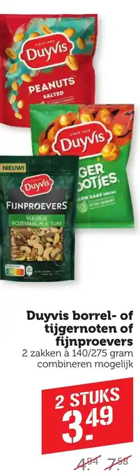 Coop Duyvis borrel- of tijgernoten of fijnproevers aanbieding
