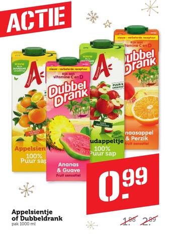 Coop Appelsientje of Dubbeldrank pak 1000 ml aanbieding