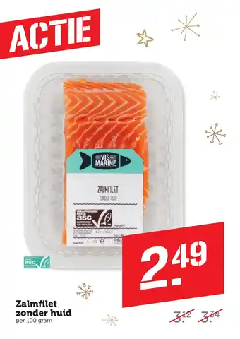 Coop Zalmfilet zonder huid per 100 gram aanbieding