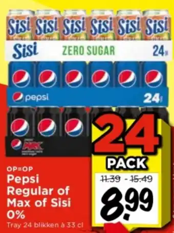 Vomar Voordeelmarkt Pepsi Regular of Max of Sisi 0% aanbieding