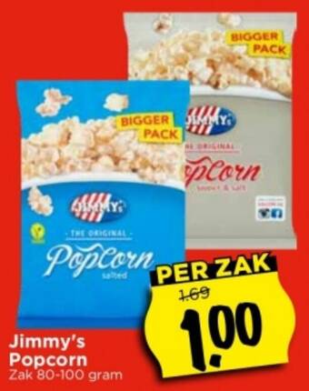 Vomar Jimmy's Popcorn Zak 80-100 gram aanbieding