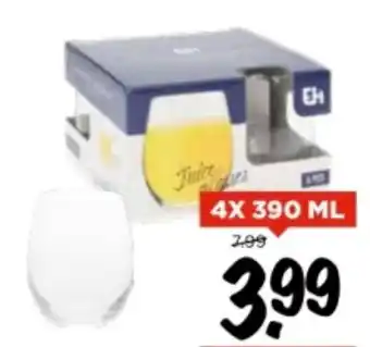 Vomar Voordeelmarkt Glazen 4x 390ml aanbieding