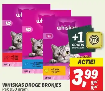 Dekamarkt WHISKAS DROGE BROKJES Pak 950 gram. aanbieding