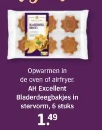 Albert Heijn AH Excellent Bladerdeegbakjes in stervorm, 6 stuks aanbieding