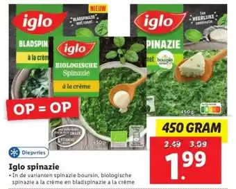 Lidl Iglo spinazie aanbieding