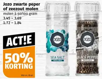 Poiesz Jozo zwarte peper of zeezout molen molen à 50/100g aanbieding