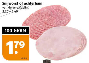 Poiesz Snijworst of achterham 100g aanbieding