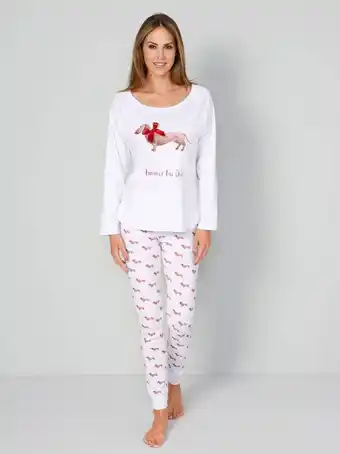 Klingel Pyjama met leuke print en satijnen strikje louis & louisa wit/hazelnoot aanbieding