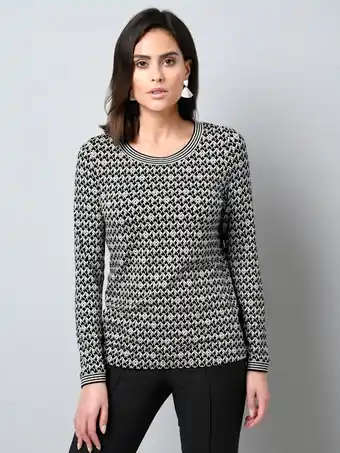 Klingel Shirt met gestreepte bies alba moda zwart/wit aanbieding