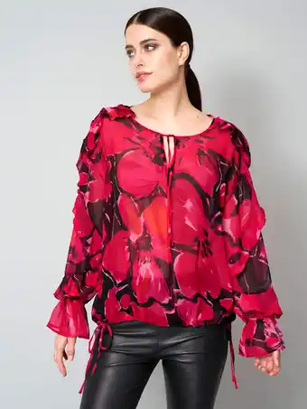 Klingel Blouse met harmonieus gekleurd dessin alba moda zwart/rood aanbieding