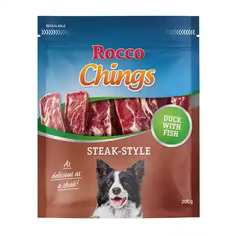 Zooplus 200g chings steak style eend rocco hondensnacks aanbieding