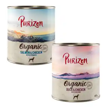 Zooplus Voordeelpakket purizon organic 24 x 800 g - voordeelpakket 2: 12 x eend en kip, 12 x zalm en kip aanbieding