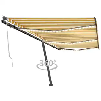 fonQ Vidaxl luifel automatisch met led en windsensor 600x300 cm geel en wit aanbieding