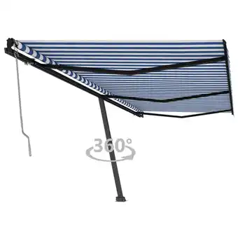 fonQ Vidaxl luifel vrijstaand automatisch 600x350 cm blauw en wit aanbieding