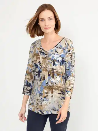 Klingel Shirt met mooie bladerenprint paola wit/lichtblauw/zand aanbieding