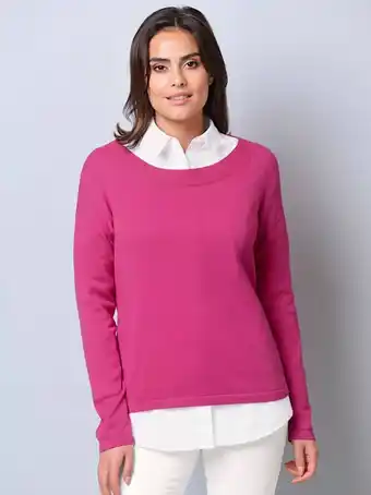 Klingel Trui met breed beleg langs de hals alba moda pink aanbieding