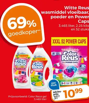 Trekpleister Witte reus wasmiddel vloeibaar, poeder en power caps aanbieding