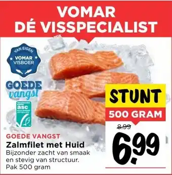 Vomar Voordeelmarkt Zalmfillet met huid 500 gram aanbieding