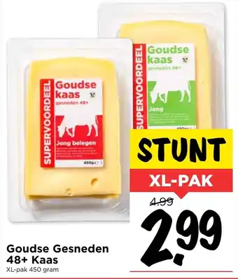 Vomar Voordeelmarkt Goudse gesneden 48+ kaas 450 gram aanbieding