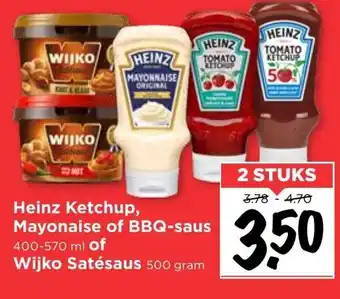 Vomar Voordeelmarkt Heinz ketchup, mayonaise of bbq-saus 400-570 ml of wijko satesaus 500 gram aanbieding