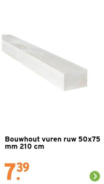 GAMMA Bouwhout vuren ruw 50x75 mm 210 cm aanbieding