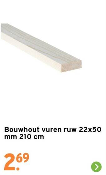 GAMMA Bouwhout vuren ruw 22x50 mm 210 cm aanbieding