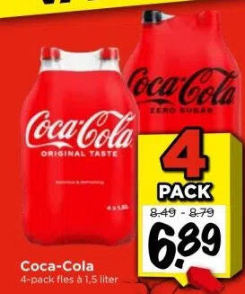 Vomar Coca-cola 4-pack fles à 1,5 liter aanbieding