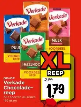 Vomar Voordeelmarkt Verkade chocoladereep alle soorten xl-repen 192 gram aanbieding