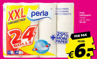 Boni Perla toiletpapier 3-laags pak 24 rollen aanbieding