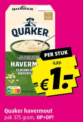 Boni Quaker havermout pak 375 gram, aanbieding