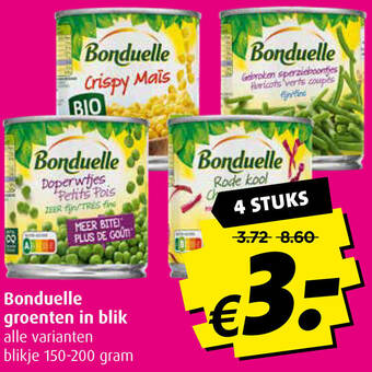 Boni Bonduelle groenten in blik alle varianten blikje 150-200 gram aanbieding