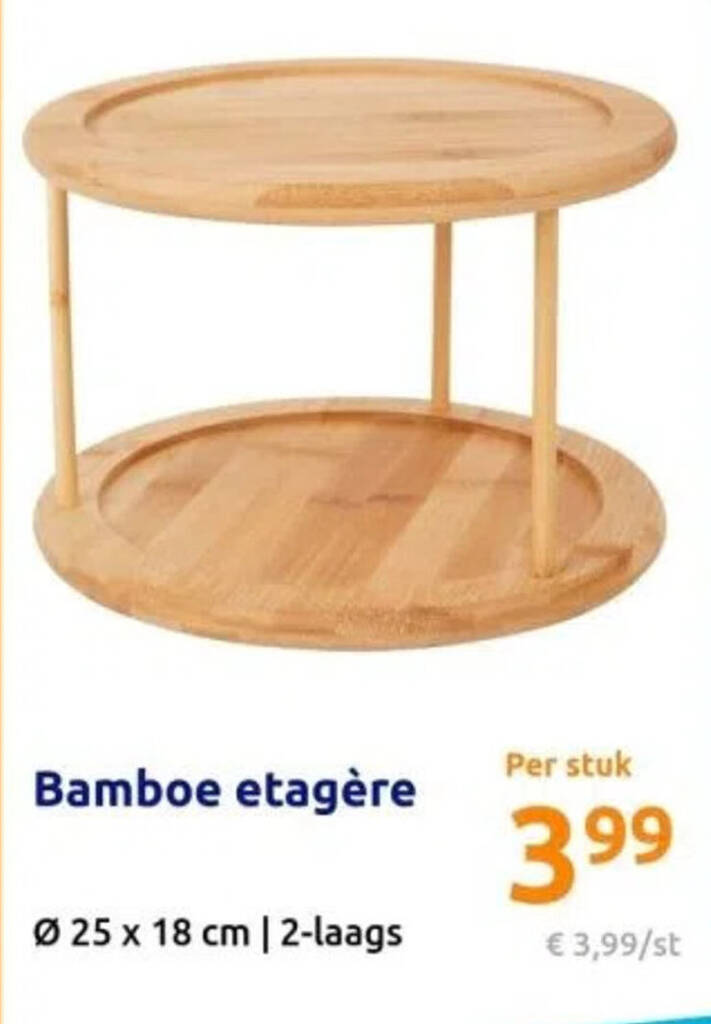 Etagère Met 3 Verdiepingen Van Bamboe - Serveerschaal & Standaard Voor Snacks En Taart