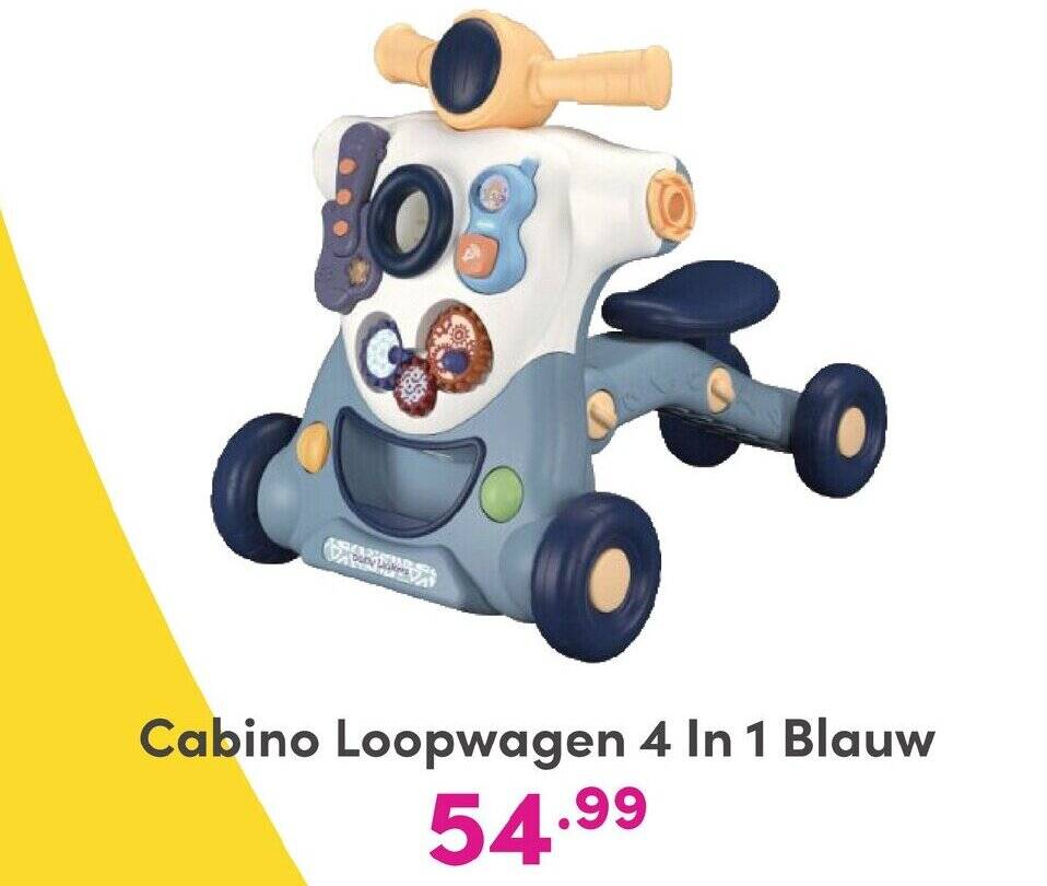 Cabino loopwagen 4 in 1 blauw aanbieding bij Baby & Tiener