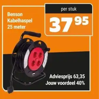 De voordeelmarkt Benson kabelhaspel 25 meter aanbieding