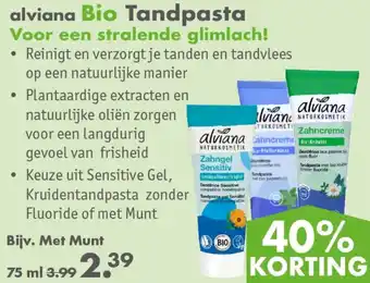 Gezond & Wel Alviana bio tandpasta aanbieding