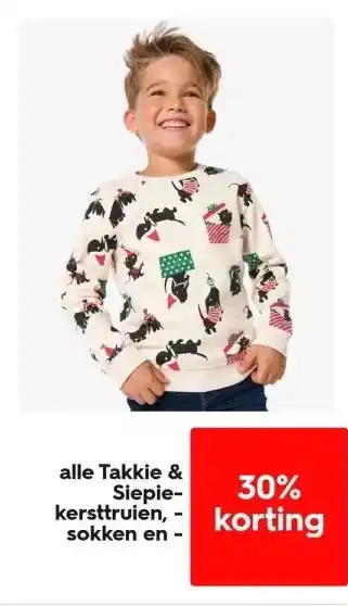 HEMA Alle takkie & siepie-kersttruien, -sokken en -mutsen aanbieding