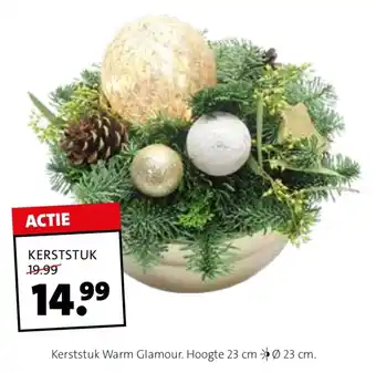 Intratuin Kerststuk Warm Glamour. Hoogte 23 cm Ø 23 cm. aanbieding