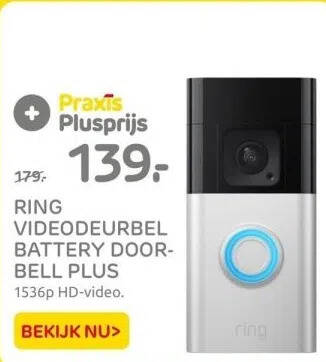 Praxis Ring videodeurbel battery door bell plus aanbieding