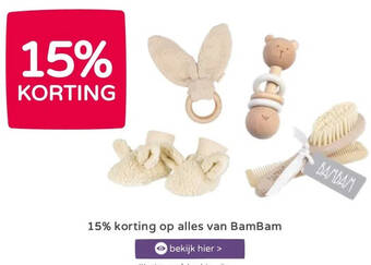 Prenatal 15% korting op alles van bambam aanbieding