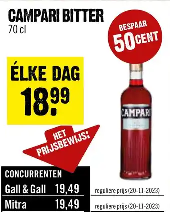 Dirck 3 CAMPARI BITTER 70 cl aanbieding