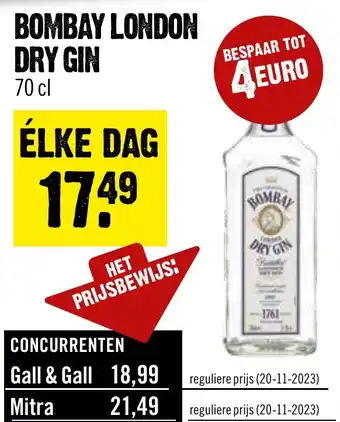 Dirck 3 BOMBAY LONDON DRY GIN 70 cl aanbieding