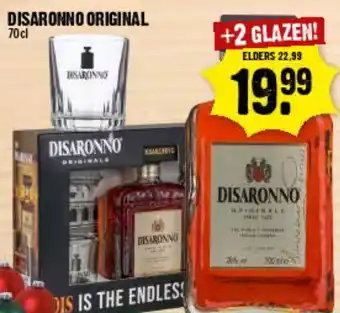 Dirck 3 DISARONNO ORIGINAL 70cl +2 GLAZEN! aanbieding