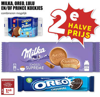 MCD Supermarkt Milka, oreo, lulu en/of prince koekjes aanbieding