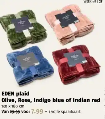 Poiesz Eden plaid olive, rose, indigo blue of indian red aanbieding