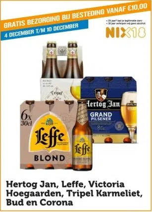 Coop Hertog jan, leffe, victoria hoegaarden, tripel karmeliet, bud en corona aanbieding