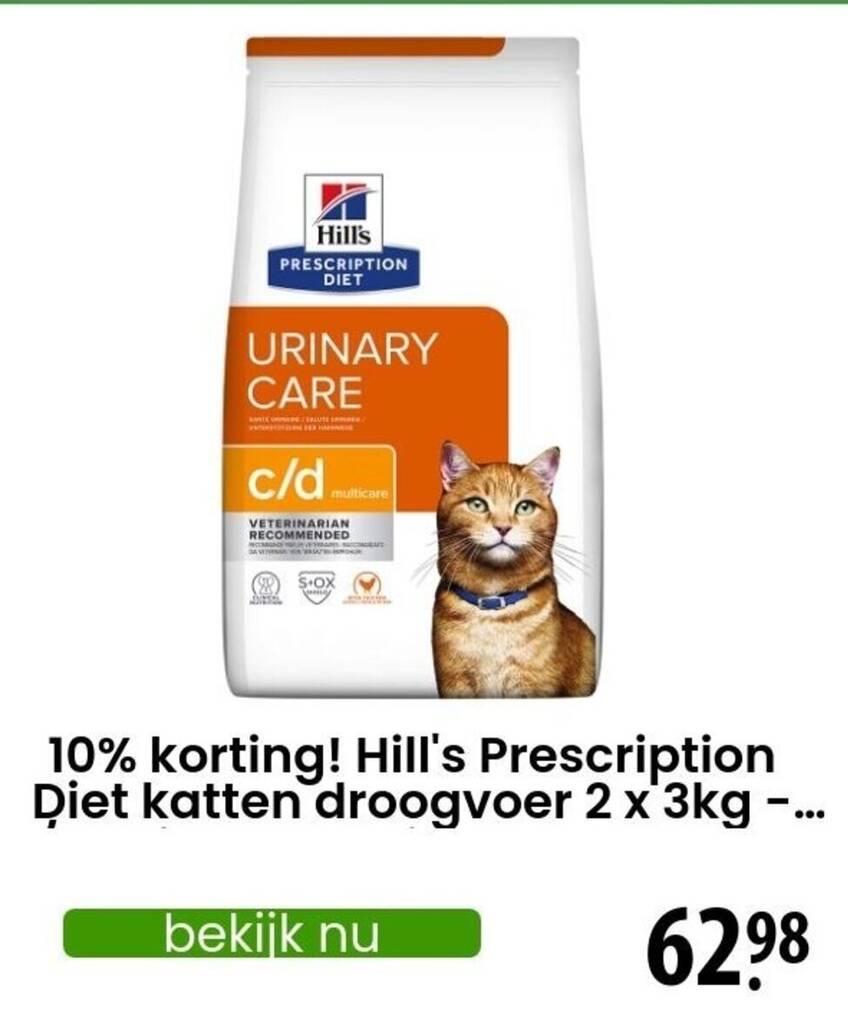 Hill's Prescription Diet katten droogvoer 2 x 3kg aanbieding bij Zooplus